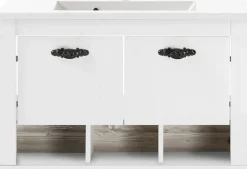 Home affaire Waschtisch »Florenz, Waschbeckenunterschrank inkl. Waschbecken, Metallgriffe« in Pinie Weiß, hängend, Breite 82 cm, inkl. Mineralgussbecken