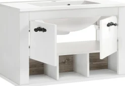 Home affaire Waschtisch »Florenz, Waschbeckenunterschrank inkl. Waschbecken, Metallgriffe« in Pinie Weiß, hängend, Breite 82 cm, inkl. Mineralgussbecken