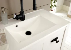 Home affaire Waschtisch »Florenz, Waschbeckenunterschrank inkl. Waschbecken, Metallgriffe« in Pinie Weiß, hängend, Breite 82 cm, inkl. Mineralgussbecken