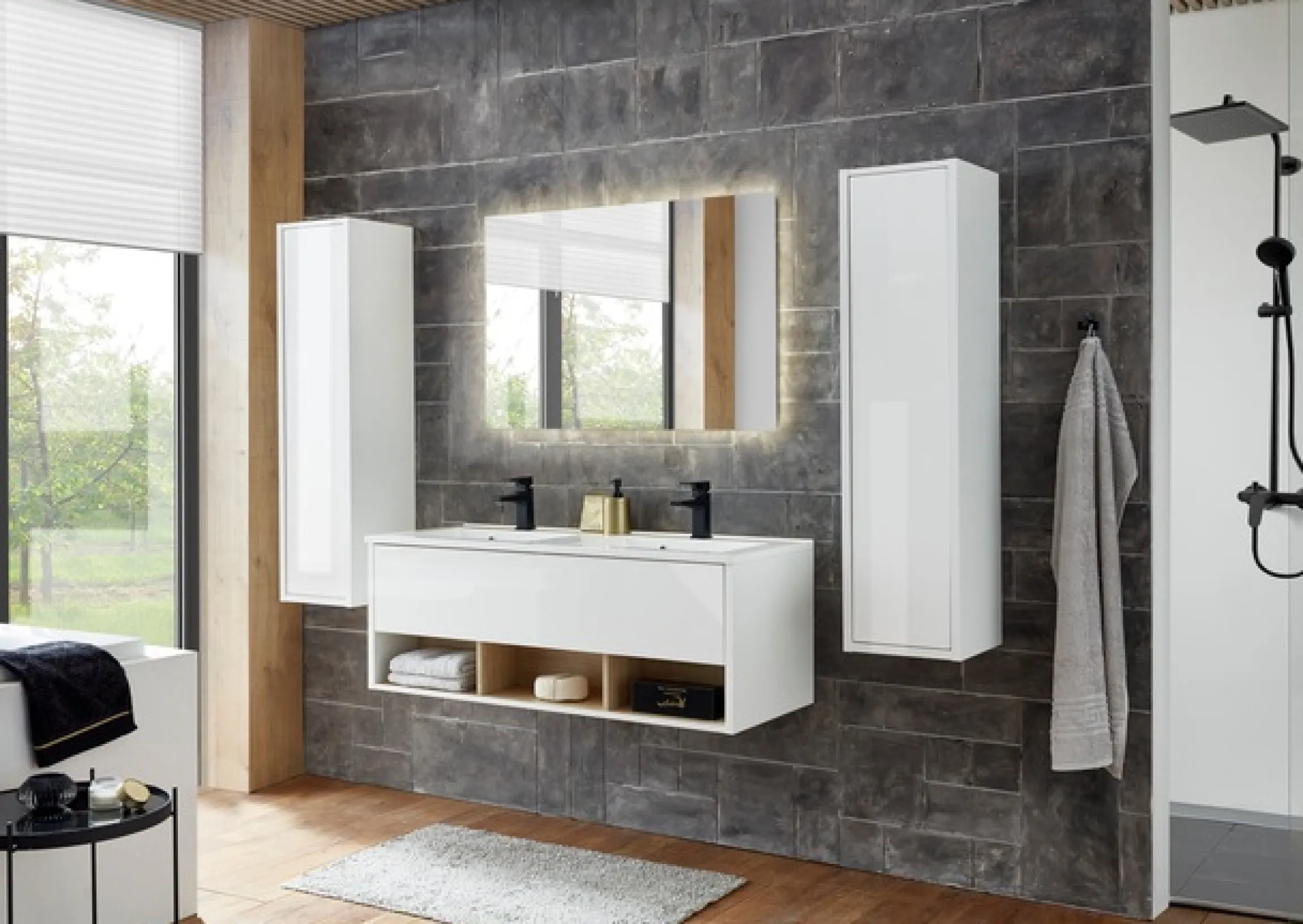 Home affaire Waschtisch »Studio Line, Waschtisch inkl. Waschbecken, modernes Design« in zwei Farben verfügbar, ausreichend Stauraum