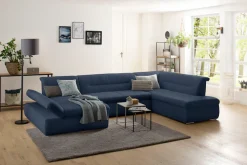 Home affaire Wohnlandschaft »Avesa U-Form« Wahlweise mit Armteilverstellung und Bettfunktion, B/T/H: 355/216/80cm