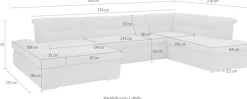 Home affaire Wohnlandschaft »Avesa U-Form« Wahlweise mit Armteilverstellung und Bettfunktion, B/T/H: 355/216/80cm