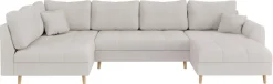 Home affaire Wohnlandschaft »CHARRE U-Form mit Ottomane, Maße B/T/H: 310/161/81 cm« feine Steppung, lose Rücken- und Zierkissen, auch in Cord und Bouclé