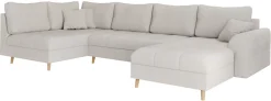 Home affaire Wohnlandschaft »CHARRE U-Form mit Ottomane, Maße B/T/H: 310/161/81 cm« feine Steppung, lose Rücken- und Zierkissen, auch in Cord und Bouclé