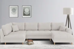 Home affaire Wohnlandschaft »CHARRE U-Form mit Ottomane, Maße B/T/H: 310/161/81 cm« feine Steppung, lose Rücken- und Zierkissen, auch in Cord und Bouclé