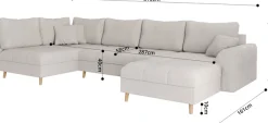 Home affaire Wohnlandschaft »CHARRE U-Form mit Ottomane, Maße B/T/H: 310/161/81 cm« feine Steppung, lose Rücken- und Zierkissen, auch in Cord und Bouclé