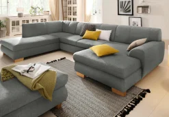 Home affaire Wohnlandschaft »Nika zeitlos und elegant, viel Platz, U-Form« Wohnlandschaft, MELROSE®/Struktur oder Struktur fein
