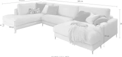 Home affaire Wohnlandschaft »Downtown XXL B/T/H: 341/223/84 cm Loungemöbel zum Relaxen« weicher Sitzkomfort, Cord-Bezug, weicher Sitzkomfort U-Form