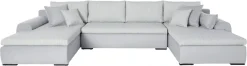 Home affaire Wohnlandschaft »Win U-Form, B: 366 cm - OTTO. Verlässliche Qualität.« Schlaffunktion, Bettkasten & 5 Zierkissen
