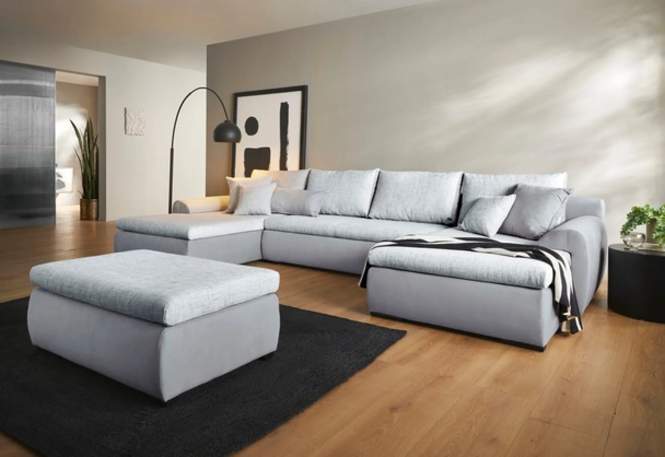 Home affaire Wohnlandschaft »Win U-Form, B: 366 cm - OTTO. Verlässliche Qualität.« Schlaffunktion, Bettkasten & 5 Zierkissen