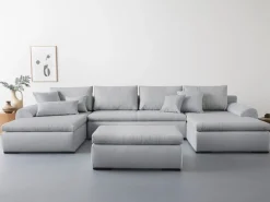 Home affaire Wohnlandschaft »Win U-Form, B: 366 cm - OTTO. Verlässliche Qualität.« Schlaffunktion, Bettkasten & 5 Zierkissen