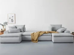 Home affaire Wohnlandschaft »Win U-Form, B: 366 cm - OTTO. Verlässliche Qualität.« Schlaffunktion, Bettkasten & 5 Zierkissen