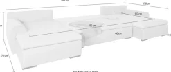 Home affaire Wohnlandschaft »Win U-Form, B: 366 cm - OTTO. Verlässliche Qualität.« Schlaffunktion, Bettkasten & 5 Zierkissen