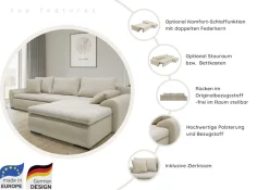 Home affaire Wohnlandschaft »Win U-Form, B: 366 cm - OTTO. Verlässliche Qualität.« Schlaffunktion, Bettkasten & 5 Zierkissen