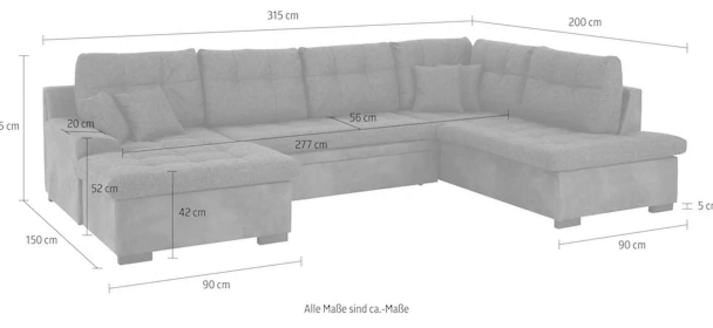 Home affaire Wohnlandschaft »Föhr U-Form« wahlweise mit Bettfunktion