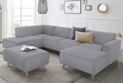 Home affaire Wohnlandschaft »Janek Scandic Design, elegant und zeitlos U-Form« mit Federkern und Keder in scandinavischem Design