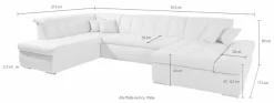 Home affaire Wohnlandschaft »U-Form« wahlweise mit Bett- und Armlehnfunktion
