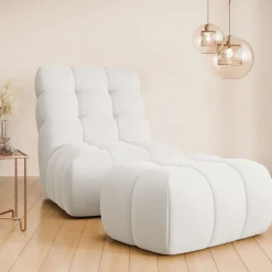 Home affaire XXL-Sessel »AURELIAN Loveseat XXL mit Hocker im Set, Lese-Sessel, Relaxsessel,« mit Wellenunterfederung, Struktur fein, Struktur grob, Velours