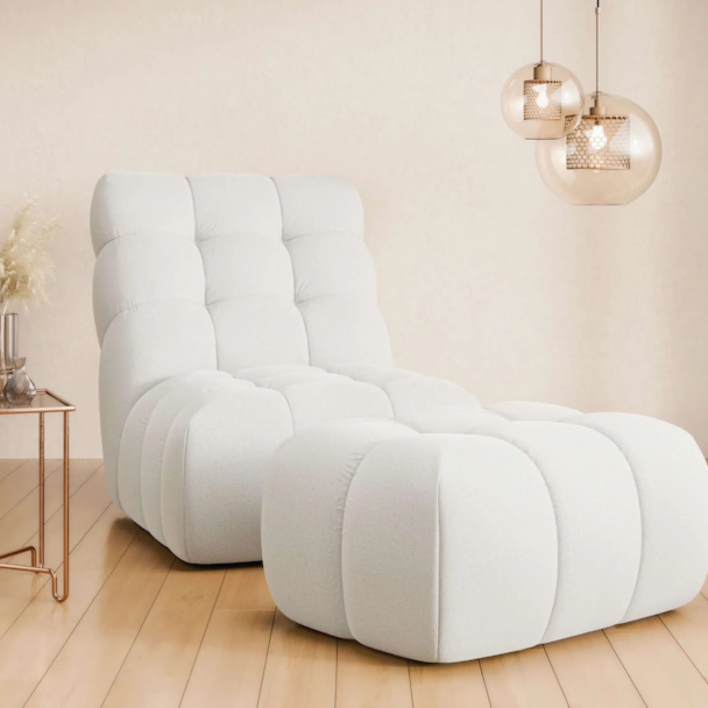 Home affaire XXL-Sessel »AURELIAN Loveseat XXL mit Hocker im Set, Lese-Sessel, Relaxsessel,« mit Wellenunterfederung, Struktur fein, Struktur grob, Velours