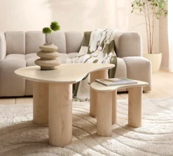 homsy by Ana Johnson Couchtisch »Laysy« Set, 2 Stk. tlg. mit einer Keramikplatte und massiven Eschenholzbeinen
