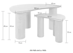 homsy by Ana Johnson Couchtisch »Laysy« Set, 2 Stk. tlg. mit einer Keramikplatte und massiven Eschenholzbeinen