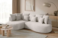 homsy by Ana Johnson Ecksofa »PEBBLA L-Form mit vielen Kissen, modernes Design, Bezug- Struktur« Breite 267 cm, Design-Sofa mit Ottomane recht/links bestellbar