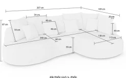 homsy by Ana Johnson Ecksofa »PEBBLA L-Form mit vielen Kissen, modernes Design, Bezug- Struktur« Breite 267 cm, Design-Sofa mit Ottomane recht/links bestellbar