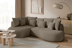 homsy by Ana Johnson Ecksofa »PEBBLA L-Form mit vielen Kissen, modernes Design, Bezug- Boucle« Breite 267 cm, Design-Sofa mit Ottomane recht/links bestellbar