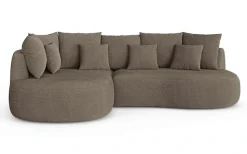 homsy by Ana Johnson Ecksofa »PEBBLA L-Form mit vielen Kissen, modernes Design, Bezug- Boucle« Breite 267 cm, Design-Sofa mit Ottomane recht/links bestellbar