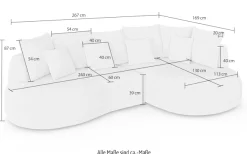 homsy by Ana Johnson Ecksofa »PEBBLA L-Form mit vielen Kissen, modernes Design, Bezug- Boucle« Breite 267 cm, Design-Sofa mit Ottomane recht/links bestellbar
