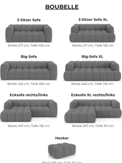 homsy by Ana Johnson 3-Sitzer »»L« BOUBELLE Design-Sofa, Bubble-Optik, Breite 217 cm« hoher Sitzkomfort dank Wellenunterfederung, L Sitztiefe 63 cm