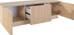 homsy by Ana Johnson TV-Schrank »Solva« Holzoptik aus Esche, geriffelte Front, Keramikplatte, Breite 138 cm