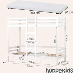 Hoppekids Etagenbett »ECO Dream JUMBO Hochbett B/T/H 101/208/170 cm, umbaubar zum Etagenbett« Kissen-Set in Pink, Blau oder Schwarz für Sitzgruppe inkl. Tisch
