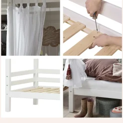 Hoppekids Himmelbett »ECO Dream Kinder/ Prinzessinnenbett 90x200cm, H= 182 cm, Kiefer massiv« wahlweise mit Gästebett oder Schubkästen