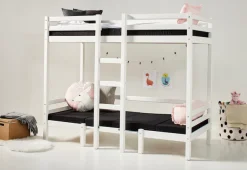 Hoppekids Hochbett »ECO Dream JUMBO B/T/H 101/208/170 cm, umbaubar zum Etagenbett« mit Sitzgruppe, Matratzen (oben u unten) in schwarz, Kiefer massiv/MDF