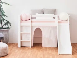 Hoppekids Hochbett »«Winter Wonderland»« Set,70x160 mit Rutsche, Vorhang & Matratze