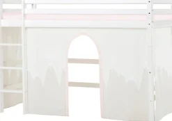 Hoppekids Hochbett »Winter Wonderland» 90x200cm mit Vorhang & Matratze« Set,FSC® zert Massivholz, 10 Jahre Garantie auf Fertigungsfehler