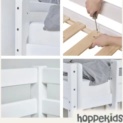 Hoppekids Hochbett »Winter Wonderland» 90x200cm mit Vorhang & Matratze« Set,FSC® zert Massivholz, 10 Jahre Garantie auf Fertigungsfehler