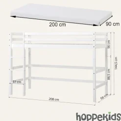 Hoppekids Hochbett »Winter Wonderland» 90x200cm mit Vorhang & Matratze« Set,FSC® zert Massivholz, 10 Jahre Garantie auf Fertigungsfehler