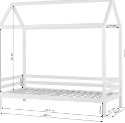 Hoppekids Kinderbett »ECO Dream« Hausbett mit Dach 90x200 massiv weiß