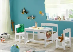 Hoppekids Kindersitzgruppe »MATHILDE« Set, 4 Stk. tlg. mit 2 Stühlen, Tisch & Bank mit Stauraum
