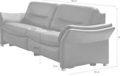 HUKLA 2,5-Sitzer »HU-SF15058 Ledersofa, Breite 194 cm« aus Leder, optional Kopfstütze u. WallAway-Funktion
