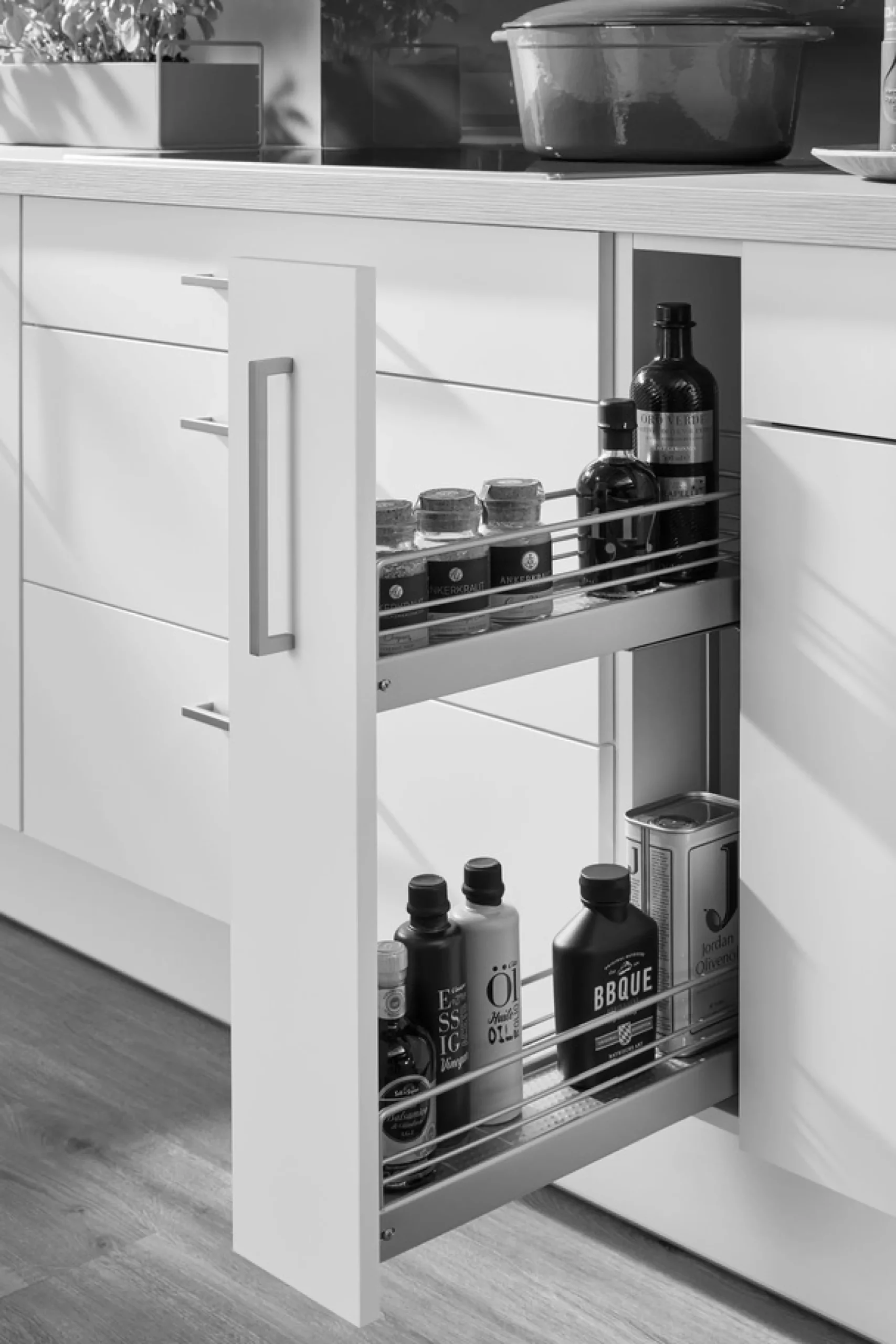 IMPULS KÜCHEN Auszugsunterschrank »"Prag", In zwei Breiten für eine flexible Nutzung, , Höhe: 72,3 cm« vormontiert, mitAuszug, mit zwei Ablagekörben, mit Soft-Close