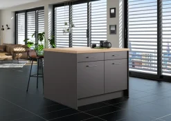 IMPULS KÜCHEN Kücheninsel »Kopenhagen, flexibel stellbar, Schubkästen mit Soft-Close« Set,vormontiert, mit integriertem Sitzplatz auf einer Seite, Breite 123 cm