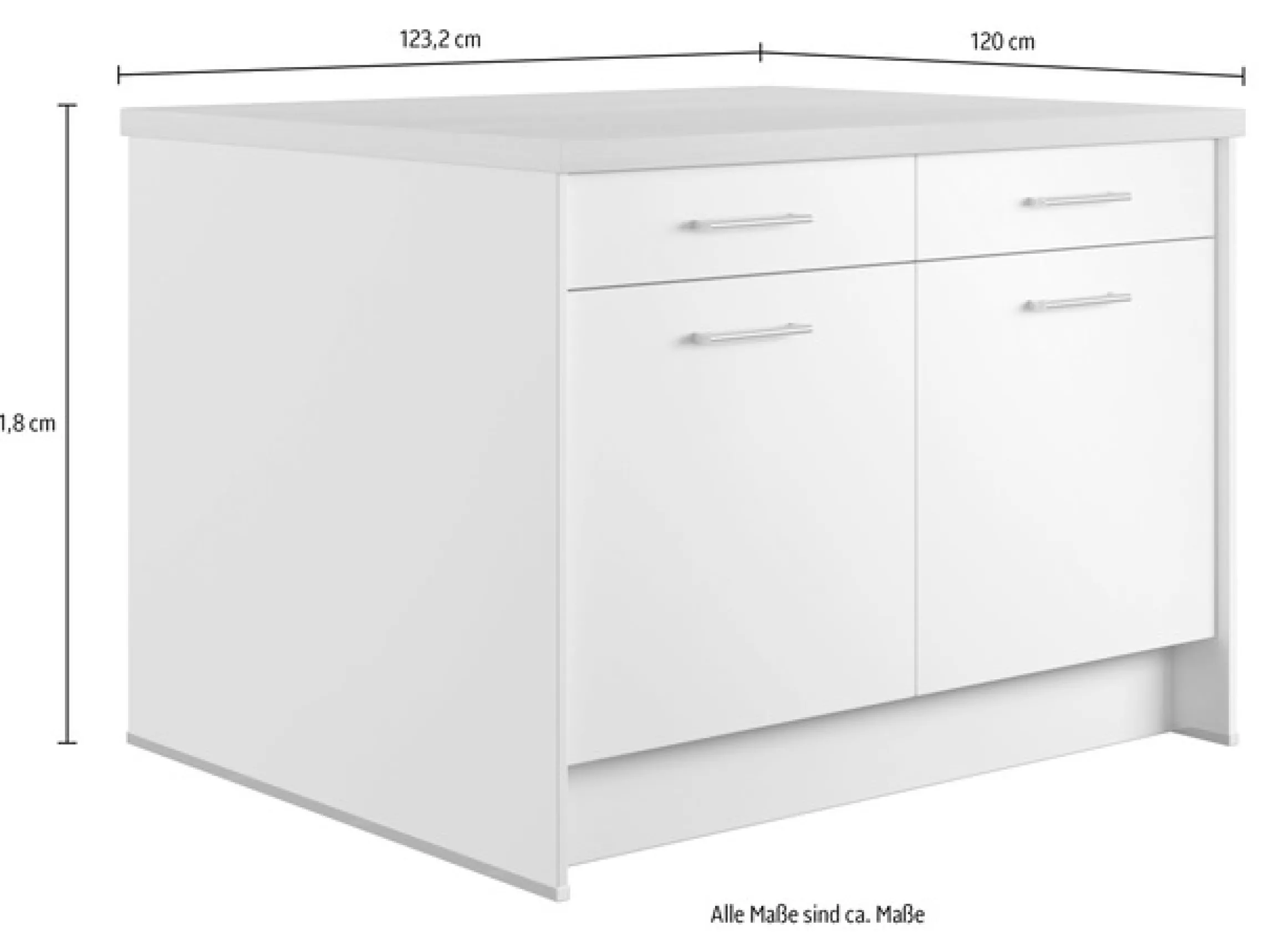 IMPULS KÜCHEN Kücheninsel »Kopenhagen, flexibel stellbar, Schubkästen mit Soft-Close« Set,vormontiert, mit Stauraum auf beiden Seiten, Breite 123 cm