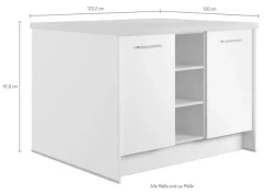 IMPULS KÜCHEN Kücheninsel »Kopenhagen, flexibel stellbar« Set,vormontiert, mit integriertem Sitzplatz auf einer Seite, Breite 123 cm