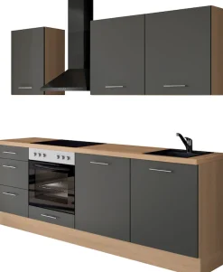 IMPULS KÜCHEN Küchenzeile »"Kopenhagen", Ausrichtung wählbar, Schubkästen mit Soft-Close« vormontiert, wahlweise mit E-Geräten, Breite 220 cm