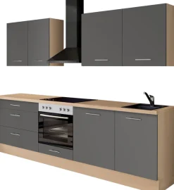 IMPULS KÜCHEN Küchenzeile »"Kopenhagen", Ausrichtung wählbar, Schubkästen mit Soft-Close« Set,vormontiert, wahlweise mit E-Geräten, Breite 260 cm