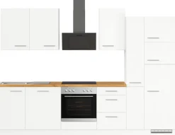 IMPULS KÜCHEN Küchenzeile »"Valencia", Ausrichtung wählbar, Schubkästen mit Soft-Close,« vormontiert, wahlweise mit E-Geräten, Breite 310 cm
