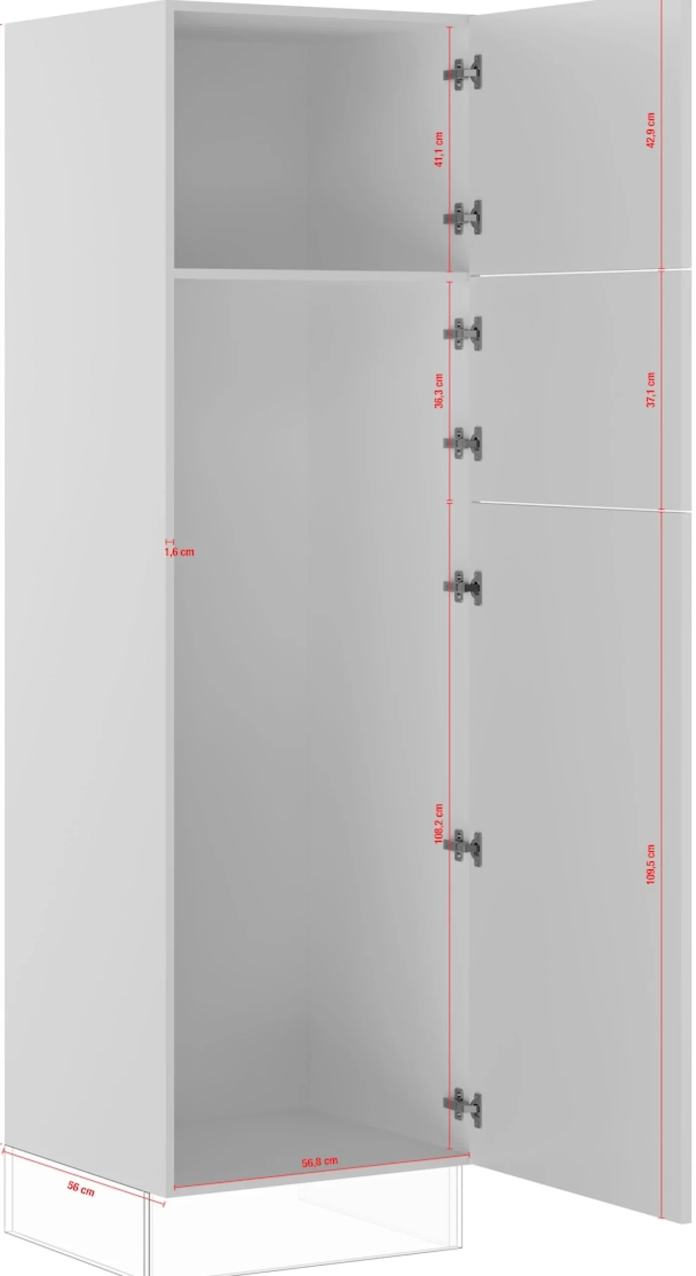 IMPULS KÜCHEN Kühlumbauschrank »"Valencia & Tirana", Breite/Höhe: 60/190,7 cm« vormontiert, mit Drehtüren